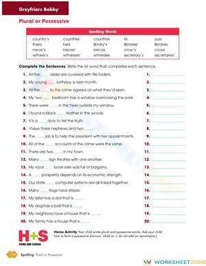Printable Plural vs Possessive Worksheet | Grades 5-7 ELA