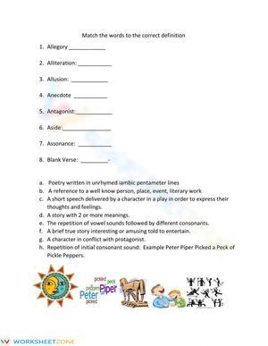 Printable Literary Terms Vocabulary Review | Grade 9 ELA