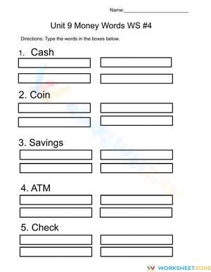 Printable Money Vocabulary Worksheet | Grades 3-6 ELA