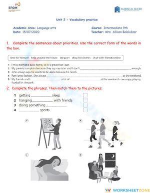 Unit 2 - Vocabulary 9th
