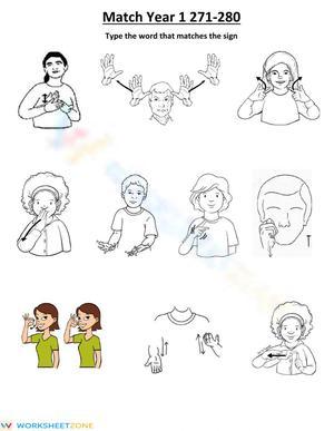 Printable Grade 1 Sign Language Vocabulary Worksheet