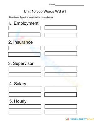 Unit 10 Job Words WS-1