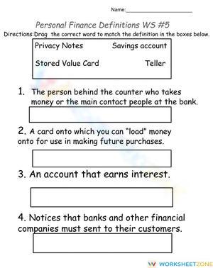 Personal Finance - Definitions WS 5