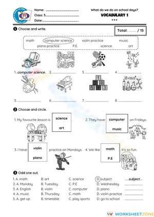 Essential Grade 4 School Vocabulary Worksheet | Printable