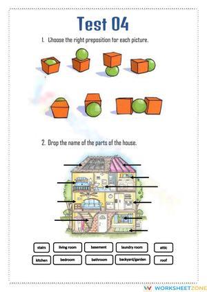 Printable House Vocab & Prepositions Worksheet | Grade 3