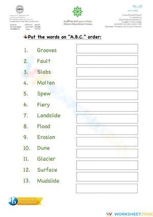 Earth Surface - vocabulary