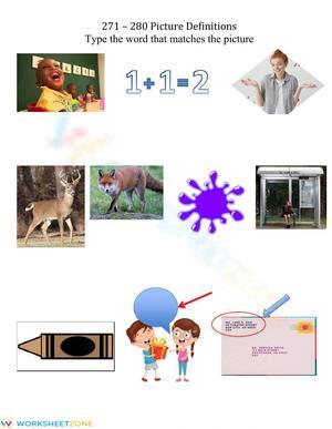 Printable Picture Definitions Worksheet | Grade 1-5 ELA