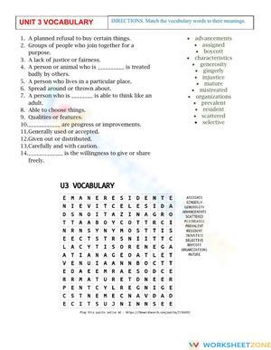 Grade 4 Vocabulary Puzzle — Printable No-Prep Worksheet