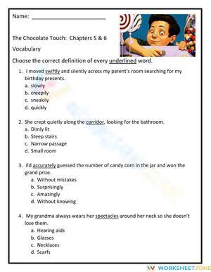 The Chocolate Touch:  Chapters 5 & 6 Vocabulary