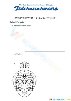 Weekly activities week 18