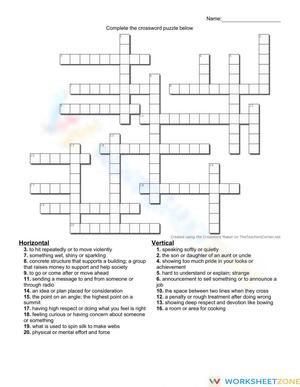 Spelling crossword puzzle