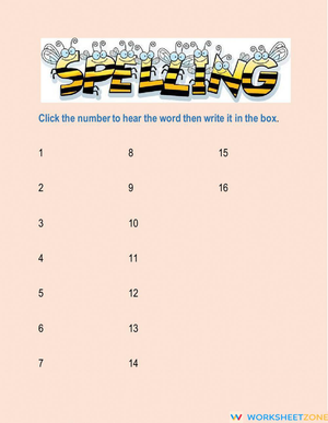 Interactive Spelling Practice Worksheet