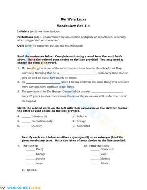 Essential High School Vocabulary Worksheet | Grades 9-12 ELA