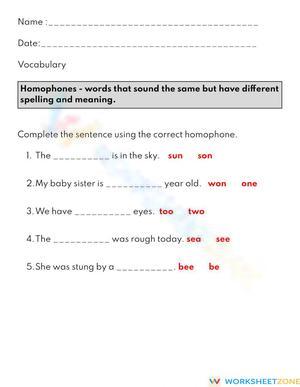 Grade 4 Homophones & Homonyms — Printable No-Prep Worksheet