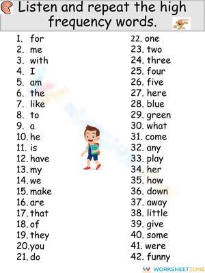Printable High-Frequency Words Worksheet | Grade K ELA