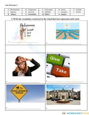 Essential Vocabulary in Context Worksheet | Grade 9 ELA