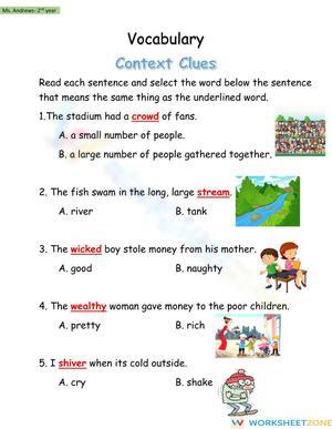 Context Clues Worksheet 2