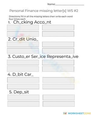Personal Finance missing letters WS -2
