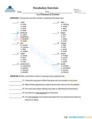 9.6.3 RC Dressed Vocabulary Excercises