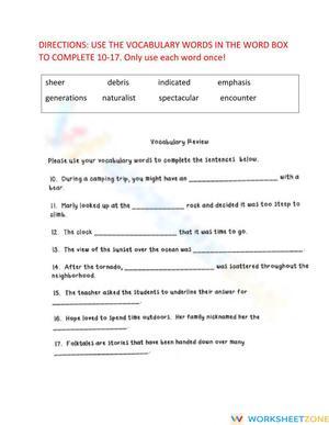 Printable Vocabulary Worksheet | Grade 5 ELA