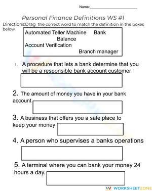 Personal Finance - Definitions WS 1