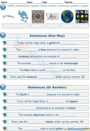 Grade 2 Vocabulary — Printable No-Prep Worksheet