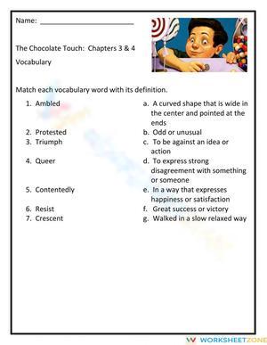 The Chocolate Touch:  Chapters 3 & 4 Vocabulary