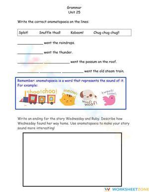 Essential Onomatopoeia Worksheet | Grade 3 ELA