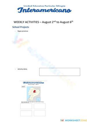 Weekly activities week 13