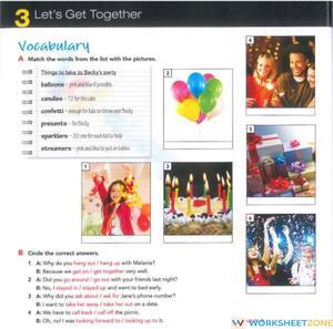 Essential Party Vocabulary & Phrasal Verbs | Grade 4
