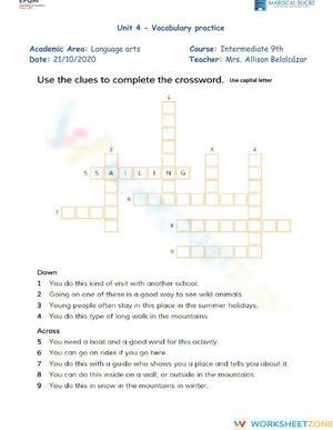 Vocabulary Unit 4 - Adventure