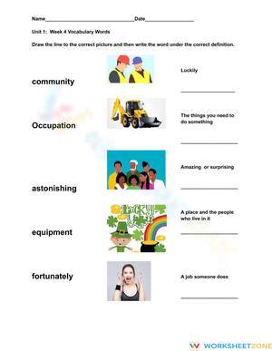 Grade 1 Unit 2 Week 1 Vocabulary