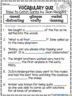 Essential How to Catch Santa Vocabulary Quiz | Grade 2-3