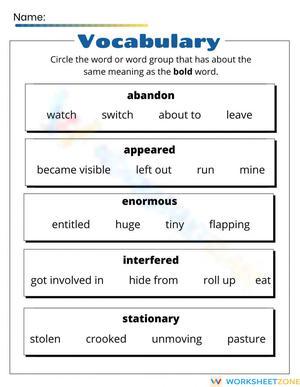 Grade 4 Vocabulary — Printable No-Prep Worksheet
