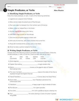 Simple Predicates, or Verbs MORE PRACTICE