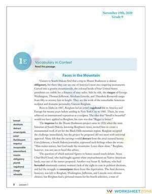 Passage ww9 lesson 1