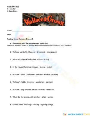 Essential Wallace and Gromit Worksheet | Grade 4-5 ELA
