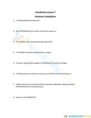 Essential SAT Vocab Sentence Completion | Grades 9-12