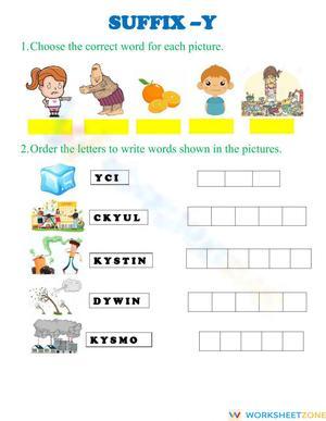 Suffix -y Worksheet | Essential Grade 3 Grammar Practice