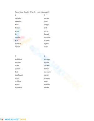 Word list for study