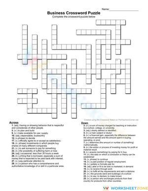 Business crossword puzle