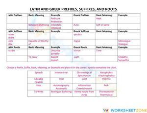 Greek and Latin Affixes and Roots