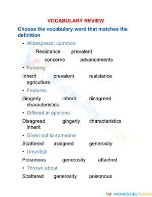 Printable Grade 5 Vocabulary Review Worksheet | ELA Aligned