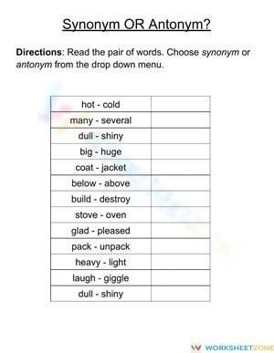 Synonym or Antonym?