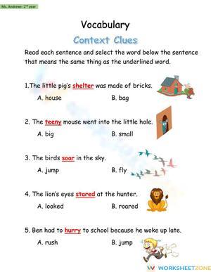 Context Clues Worksheet 1