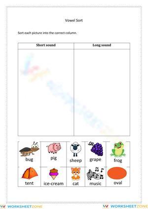 Grade 1 Vowel Sort: Essential Phonics Worksheet