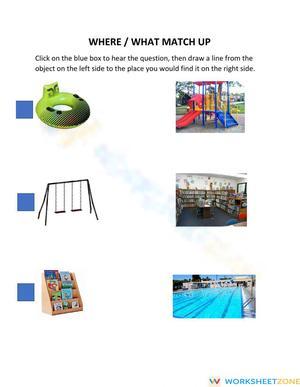 Essential Where and What Match Up Worksheet | Grades 1-5