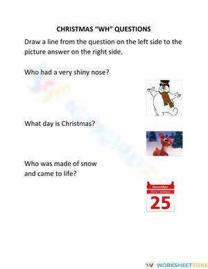 Essential Christmas WH Questions Worksheet | Grade 1-2