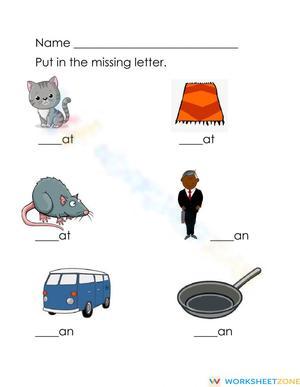 Essential Word Family Review: -at and -an (Kindergarten)