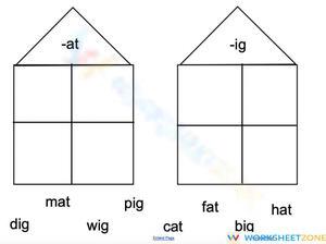 At and Ig Word Families Worksheet | Essential Grade K-1